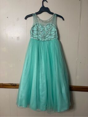 Girls' Sparkle Tulle Party Dress in Aqua